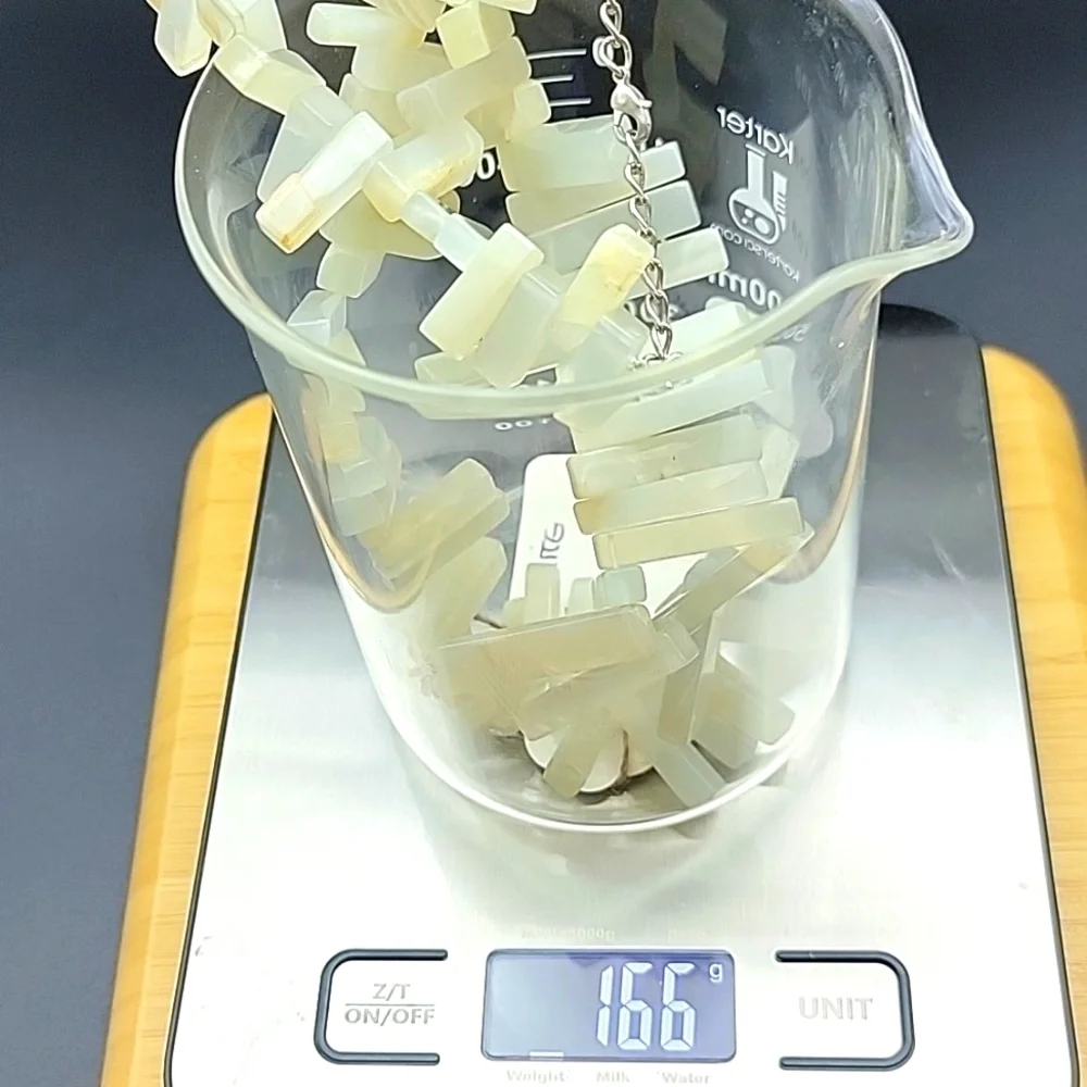 Flat Slab 830 Cts White Agate Natural Gemstone Beaded Necklace Handmade Beads